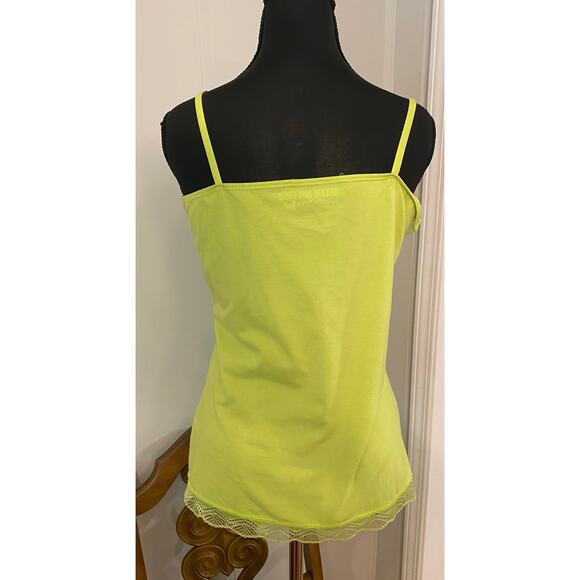 Y2K Selena Gomez Brat Summer Lime Lace Trim Layering Tank Top Spaghetti Strap XL - Picture 4 of 6